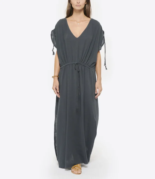 meilleure qualité MAISON SAINT JULIEN Robe Alexandrie Longue Coton Midnight Blue 4