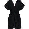 boutique pas cher MAISON SAINT JULIEN Robe Empire Courte Coton Noir 14