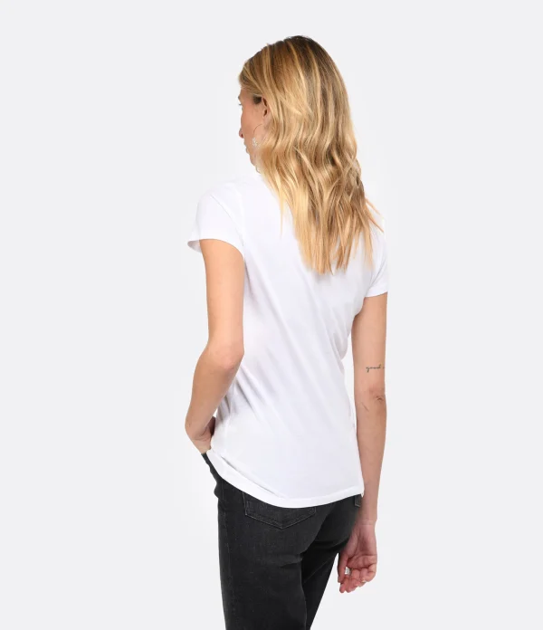 MAJESTIC FILATURES Tee-shirt Julia Col V Coton Blanc soldes ligne 5