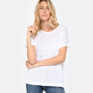 à prix d'occasion MAJESTIC FILATURES Tee-shirt Col Rond Lin Blanc 14