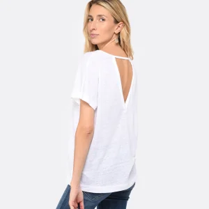 à prix d'occasion MAJESTIC FILATURES Tee-shirt Col Rond Lin Blanc 16