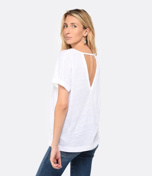 à prix d'occasion MAJESTIC FILATURES Tee-shirt Col Rond Lin Blanc 6