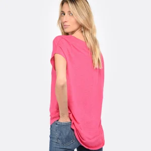 MAJESTIC FILATURES Tee-shirt Col V Lin Flamingo Livraison internationale 13