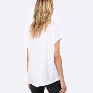 MAJESTIC FILATURES Tee-shirt Col V Lin Blanc Satisfait ou Remboursé 15