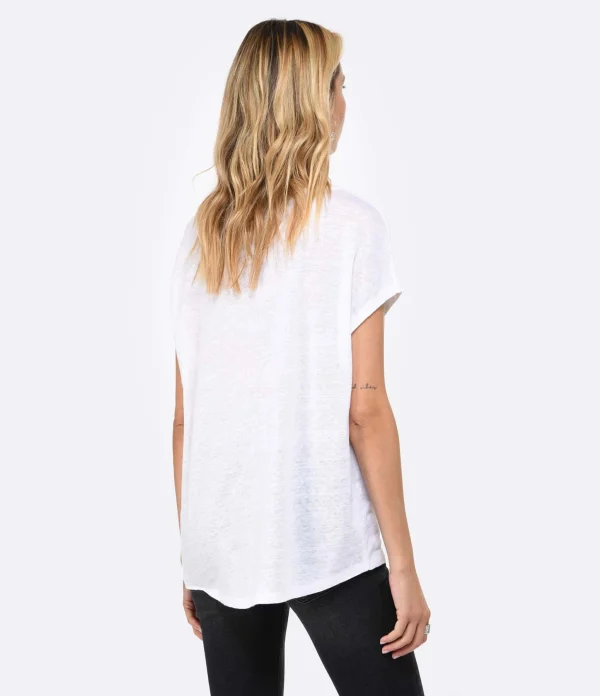 MAJESTIC FILATURES Tee-shirt Col V Lin Blanc Satisfait ou Remboursé 5