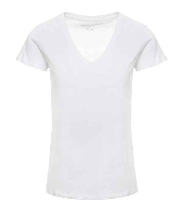 MAJESTIC FILATURES Tee-shirt Julia Col V Coton Blanc soldes ligne 1