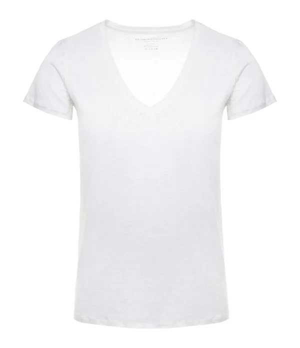 MAJESTIC FILATURES Tee-shirt Lisa Col V Lin Blanc magasin en ligne 1