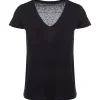 MAJESTIC FILATURES Tee-shirt Lisa Col V Lin Noir mode pas cher 8