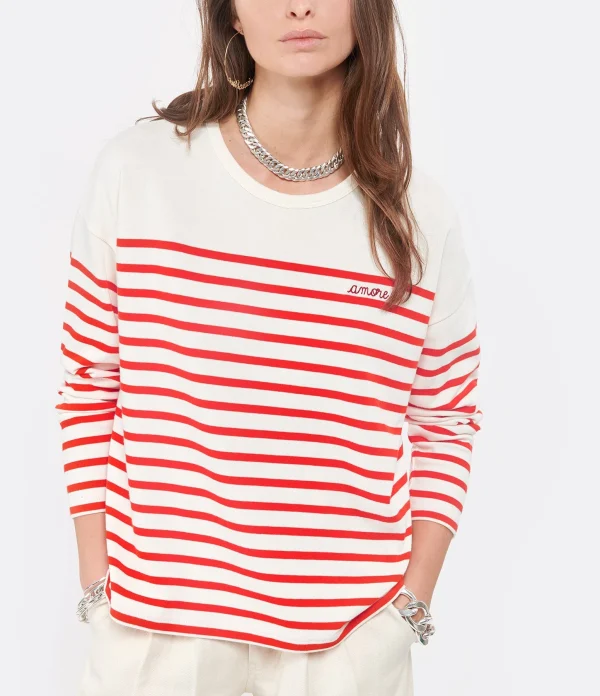 Maison Labiche Tee-shirt Cool Sailor Amore Coton Biologique Rouge Ivoire qualité supérieure 4