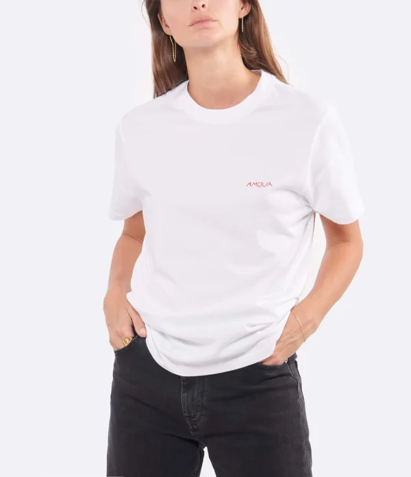 Nouvelle Collection Maison Labiche Tee-shirt Unisexe Amour Coton Biologique Blanc 3