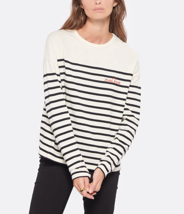 Meilleur Prix Garanti Maison Labiche Tee-shirt Montpar Coton Noir Blanc 4