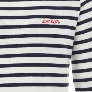 Maison Labiche Tee-shirt Amour Coton Biologique Ivoire Bleu Navy soldes pas cher 9