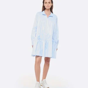 MARGAUX LONNBERG Robe Courte Arden Popeline De Coton Bleu boutique en ligne 10