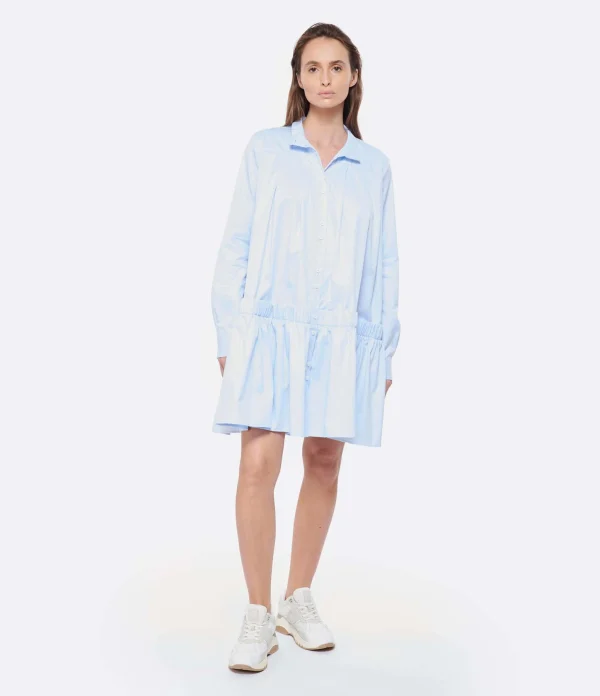 MARGAUX LONNBERG Robe Courte Arden Popeline De Coton Bleu boutique en ligne 4