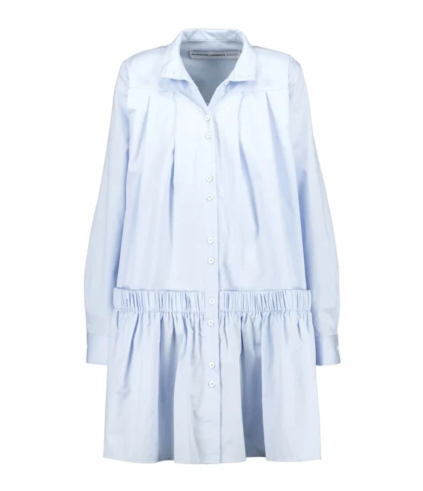 MARGAUX LONNBERG Robe Courte Arden Popeline De Coton Bleu boutique en ligne 1