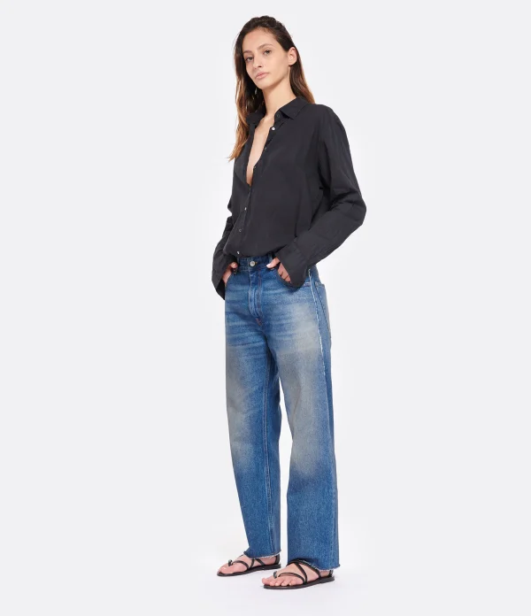 MM6 Maison Margiela Pantalon Denim Coton Bleu Moyen marque pas cher 4