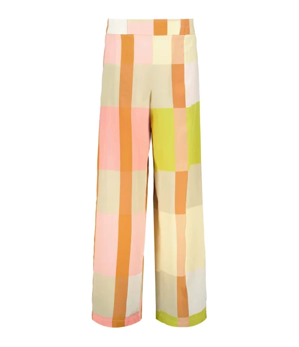 Momoni Pantalon Baccarat Soie Rose Jaune Meilleur Prix Garanti 1