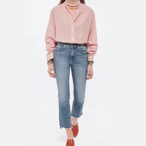 MOTHER Jean The Insider Crop Step Fray Denim Scenic Route en solde 12