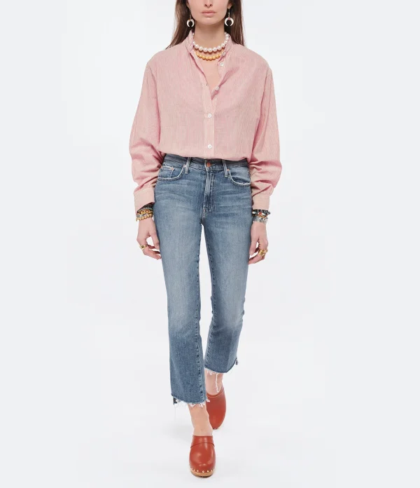 MOTHER Jean The Insider Crop Step Fray Denim Scenic Route en solde 4