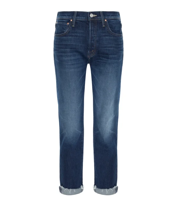 MOTHER Jean The Scrapper Cuff Ankle Fray Superior Denim Bleu Let’S Wine About It mode pas cher 1