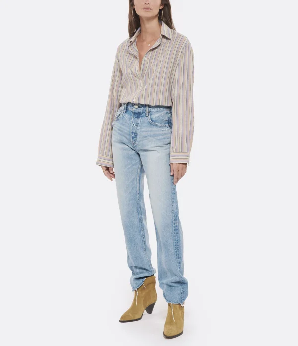 MOUSSY VINTAGE Jean Ashleys Wide Straight Denim Bleu haute qualité 4