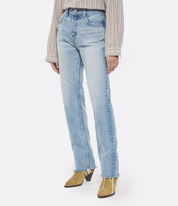 MOUSSY VINTAGE Jean Ashleys Wide Straight Denim Bleu haute qualité 5