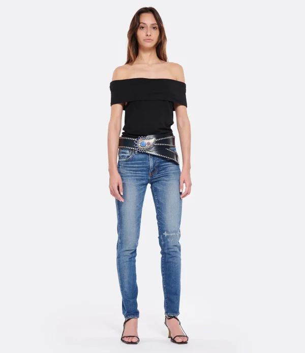 MOUSSY VINTAGE Jean MV Edgerton Skinny-L Denim Bleu Foncé luxe soldes 4