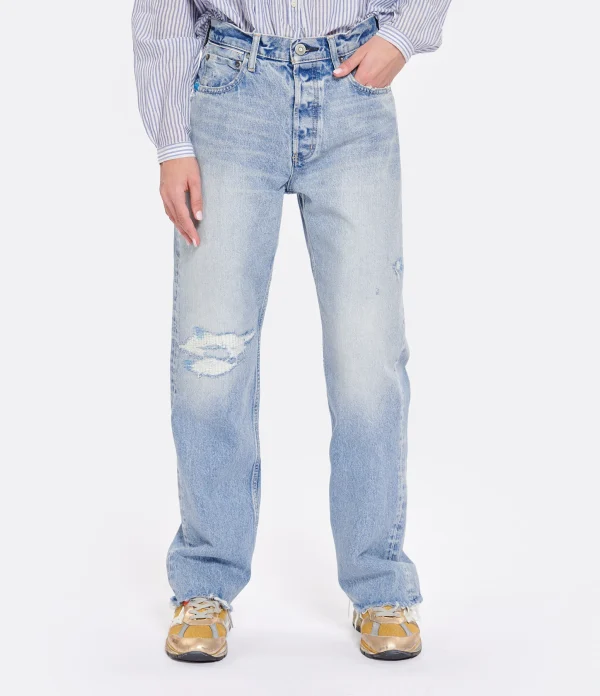 à prix très bas MOUSSY VINTAGE Jean MV Brighton Wide Straight Denim Bleu Clair 5