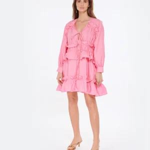 MSGM Robe Coton Rose Distributeur Officiel 10