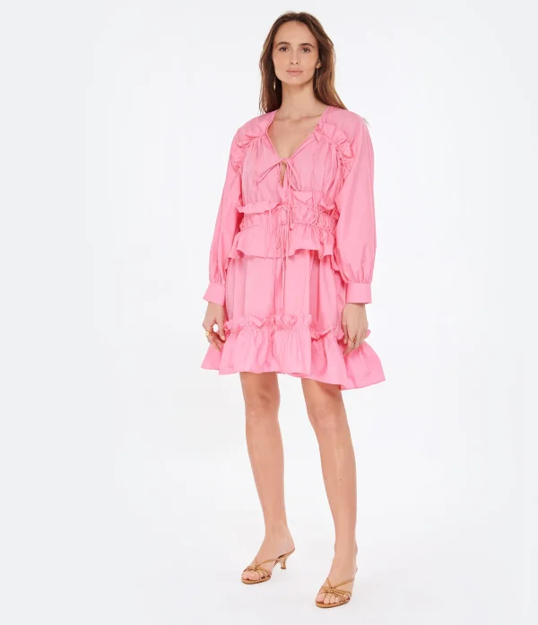 MSGM Robe Coton Rose Distributeur Officiel 4