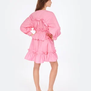 MSGM Robe Coton Rose Distributeur Officiel 12