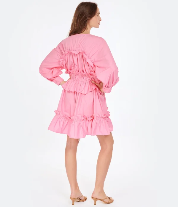 MSGM Robe Coton Rose Distributeur Officiel 5