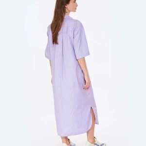 MSGM Robe Coton Bleu Rayures Vente 12