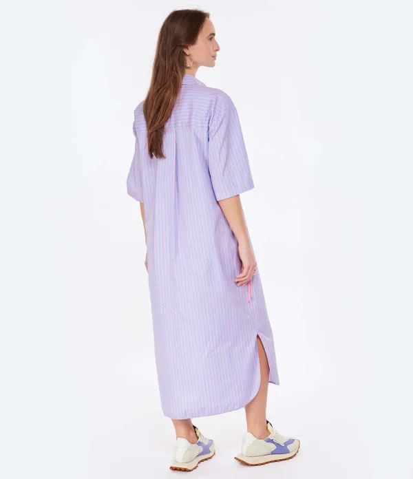 MSGM Robe Coton Bleu Rayures Vente 5