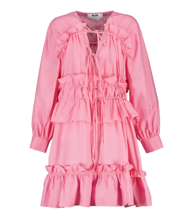 MSGM Robe Coton Rose Distributeur Officiel 1