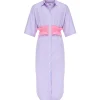 MSGM Robe Coton Bleu Rayures Vente 22