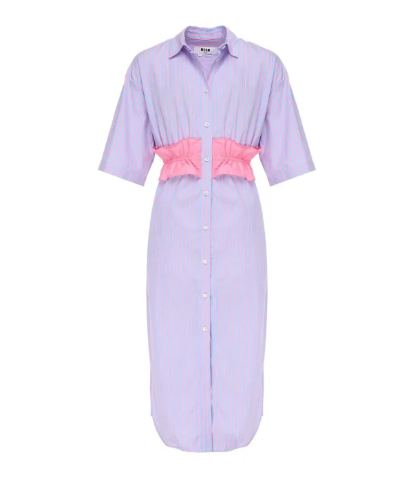 MSGM Robe Coton Bleu Rayures Vente 1