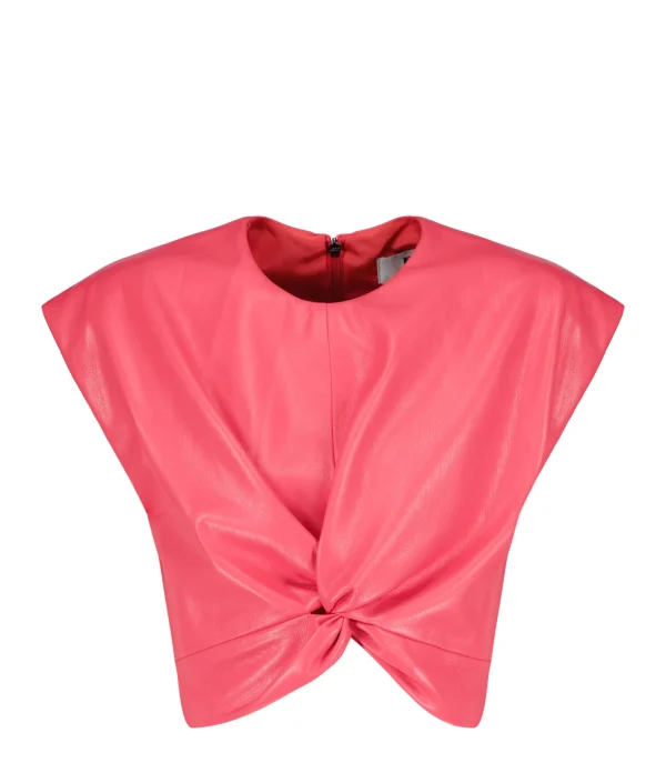 MSGM Top Rose Vif Simili Cuir boutique pas cher 1