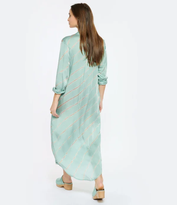 soldes magasin NOUS Robe Katrien Diagonal Rayures Bleu Aqua 5