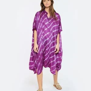 NOUS Robe Kaftan Sam Rayures Violet pas cher en vente 11