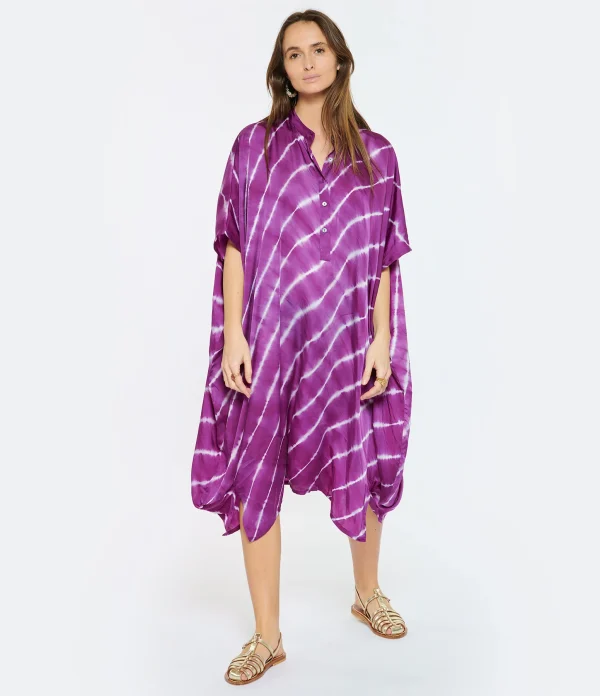 NOUS Robe Kaftan Sam Rayures Violet pas cher en vente 4