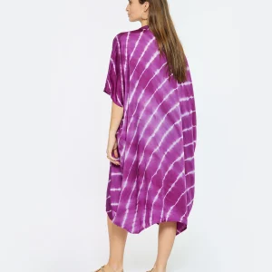 NOUS Robe Kaftan Sam Rayures Violet pas cher en vente 15