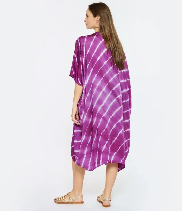 NOUS Robe Kaftan Sam Rayures Violet pas cher en vente 6