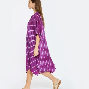 NOUS Robe Kaftan Sam Rayures Violet pas cher en vente 13