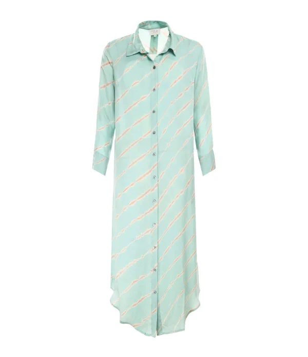 soldes magasin NOUS Robe Katrien Diagonal Rayures Bleu Aqua 1