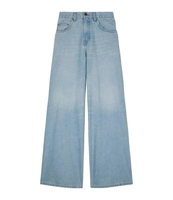 MARGAUX LONNBERG Pantalon Parker Denim Coton Bleu Clair boutiqued pas cher 1