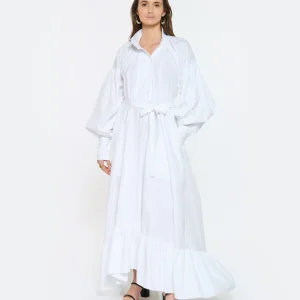 PATOU Robe Longue Painter Coton Blanc achat pas cher 17