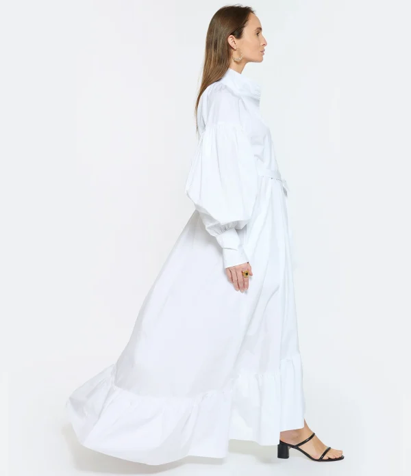 PATOU Robe Longue Painter Coton Blanc achat pas cher 7