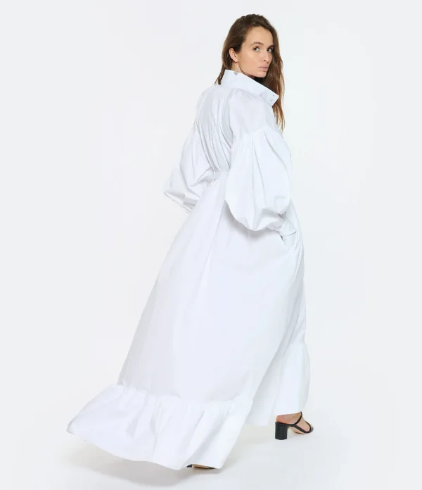 PATOU Robe Longue Painter Coton Blanc achat pas cher 8