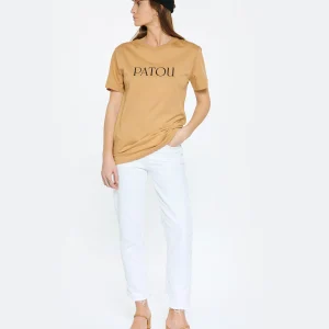 marque pas cher Tee-shirt Essential Patou Coton Marron Chestnut 12